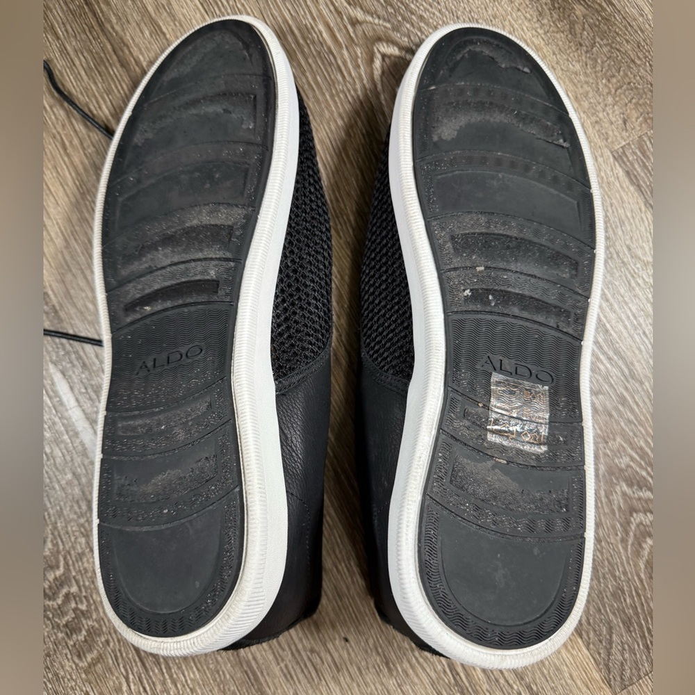 Aldo Shoes Men sz12 Black Leather & Mesh Sneakers Dadcore Vtg Y2K Retro Capsule - Picture 8 of 8